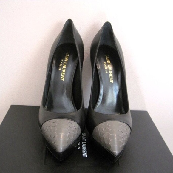 YSL Yves Saint Laurent Paris Janis Python Cap Pointy Pumps Shoes 39.5 9.5 $895 - Picture 7 of 9